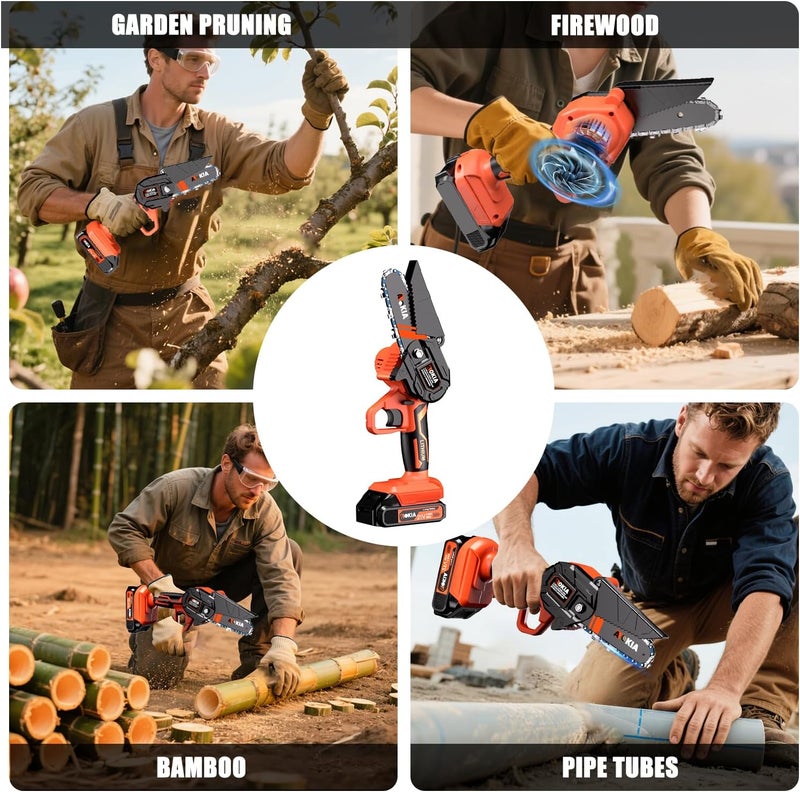 Aokia Electric Mini Chainsaw Cordless, Small Hand held 20V Power Battery With Charger Saw Powered Operated Household and Garden for Cut Tree Trimming Wood Cutting Gifts for Father Husband Men&Mother - Image 3